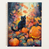 ハロウィン 黒猫 かぼちゃ スケアリー プランナー手帳 (正面)