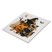 ハロウィン 黒猫 かぼちゃ 魔女 タイル (側面)
