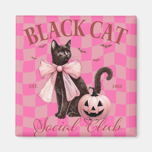ハロウィン 黒猫 かわいい マグネット (正面)