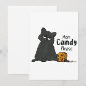 ハロウィン 黒猫 もっとキャンディを 招待状 (正面/裏面)