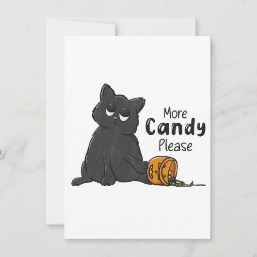 ハロウィン 黒猫 もっとキャンディを 招待状 (正面)