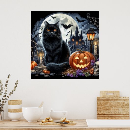 ハロウィン 黒猫 インテリア デコレーション (キッチン)