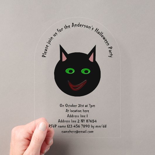 ハロウィン 黒猫 オーダーメイド アクリル招待状 (インサイチュ (ポータブル))