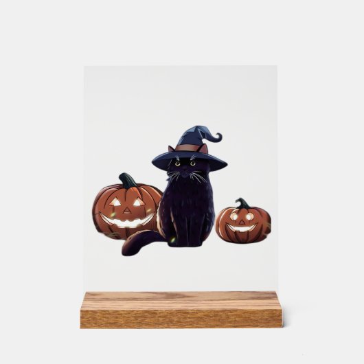 ハロウィン 黒猫 オーバーサイズ Tシャツ アクリルサイン (正面)