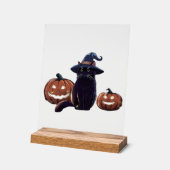 ハロウィン 黒猫 オーバーサイズ Tシャツ アクリルサイン (傾斜)