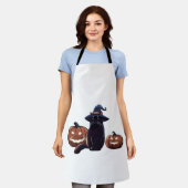 ハロウィン 黒猫 オーバーサイズ Tシャツ エプロン (着用した状態)