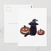ハロウィン 黒猫 オーバーサイズ Tシャツ ポストカード (正面/裏面)