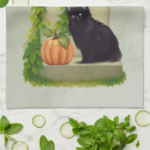 ハロウィン 黒猫 キッチン タオル (折り畳み)