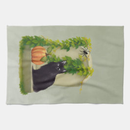 ハロウィン 黒猫 キッチン タオル