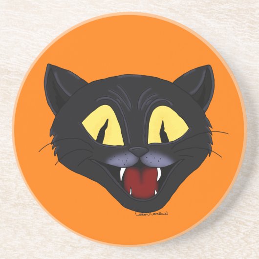 ハロウィン 黒猫 コースター (正面)