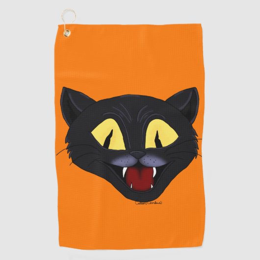 ハロウィン 黒猫 ゴルフタオル (正面)