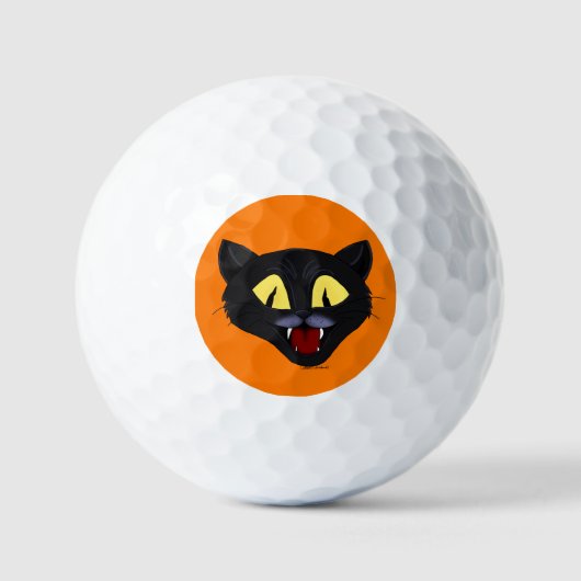 ハロウィン 黒猫  ゴルフボール (正面)