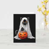 ハロウィン 黒猫 ゴースト コスチューム パンプキン カード (黄色い花)