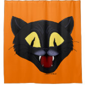 ハロウィン 黒猫 シャワーカーテン (正面)