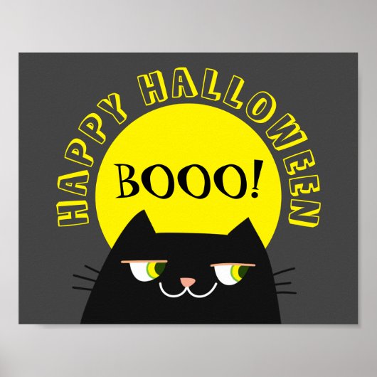 ハロウィン 黒猫 シンプル 楽しい ポスター (正面)