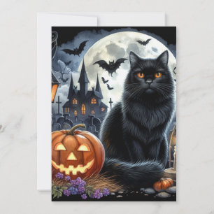 ハロウィン 黒猫 ジャックオランタン ノートカード