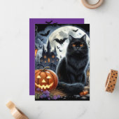 ハロウィン 黒猫 ジャックオランタン ノートカード (正面/裏面インサイチュ)