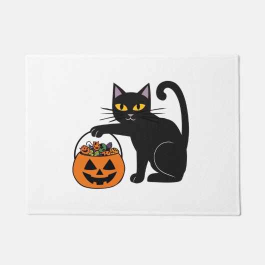 ハロウィン 黒猫 ジャックオーランタン かぼちゃ スイーツ ドアマット (正面)