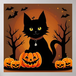 ハロウィン 黒猫 ジャック・オ・ランタン スプーキー ポスター