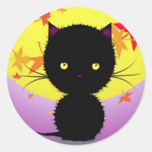 ハロウィン 黒猫 ステッカー (正面)