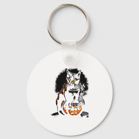 ハロウィン 黒猫 ステッカー1 キーホルダー (正面)