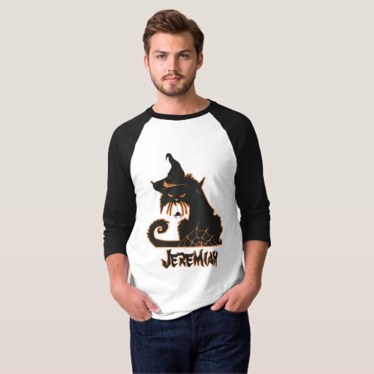 ハロウィン 黒猫 スパイキー スパイダー Tシャツ (正面フル)