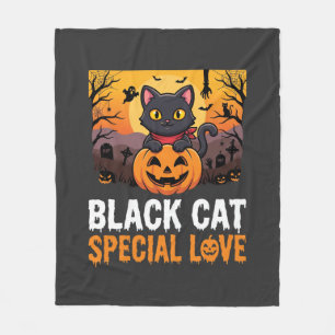 ハロウィン 黒猫 スペシャル ラブ パンプキン デザイン フリースブランケット
