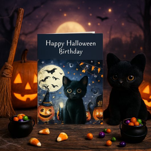 ハロウィン 黒猫 バースデー カード