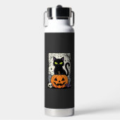 ハロウィン 黒猫 パンプキン ベクター デザイン ウォーターボトル (正面)