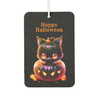 ハロウィン 黒猫 パンプキン ホラー 怖い カーエアーフレッシュナー