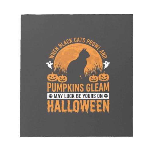 ハロウィン 黒猫 パンプキン 月 デザイン 1 ノートパッド (正面)