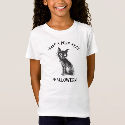 ハロウィン 黒猫 パーフェクト Tシャツ (正面)