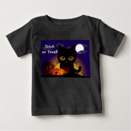 ハロウィン 黒猫 ベビーTシャツ