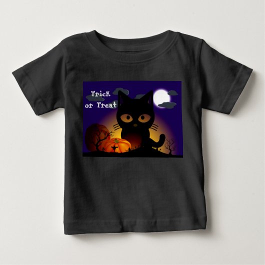 ハロウィン 黒猫 ベビーTシャツ (正面)