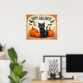 ハロウィン 黒猫 ポスター (ホームオフィス)