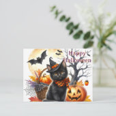 ハロウィン 黒猫 ポストカード (スタンド正面)