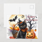 ハロウィン 黒猫 ポストカード (正面/裏面)