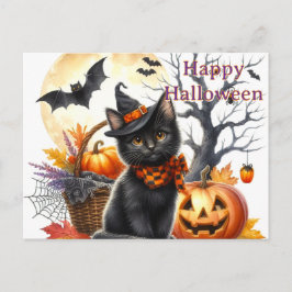 ハロウィン 黒猫 ポストカード