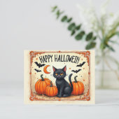 ハロウィン 黒猫 ポストカード (スタンド正面)