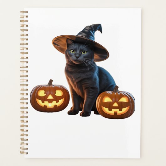 ハロウィン 黒猫 マジック クラシックTシャツ プランナー手帳 (正面)