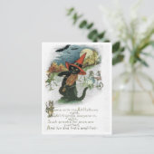 ハロウィン 黒猫 子猫 ネズミ ポストカード (スタンド正面)