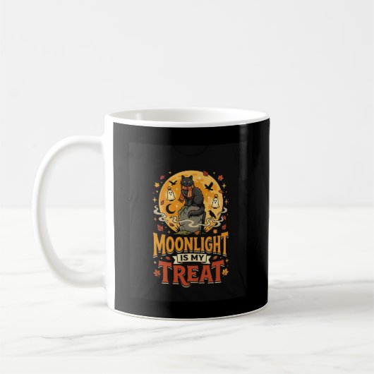 ハロウィン 黒猫 月の魔法 コーヒーマグカップ (左)