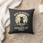 ハロウィン 黒猫 月光 クッション (ブランケット)