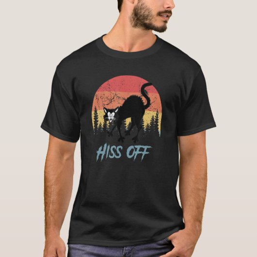 ハロウィン 黒猫 猫 怒る Tシャツ (正面)