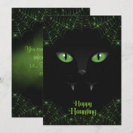 ハロウィン 黒猫 緑のクモの巣 シーズンカード