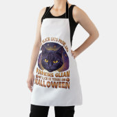 ハロウィン 黒猫 落ち葉 かぼちゃ輝く_ エプロン (インサイチュ)