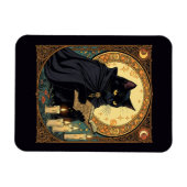 ハロウィン 黒猫 読書 マグネット (横)