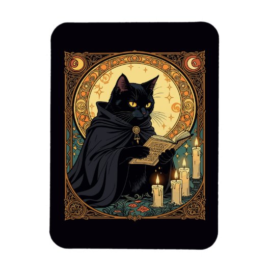 ハロウィン 黒猫 読書 マグネット (縦)