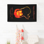 ハロウィン 黒猫 輝くカボチャのバナー 横断幕 (インサイチュ)