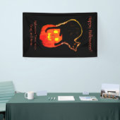 ハロウィン 黒猫 輝くカボチャのバナー 横断幕 (トレードショー)